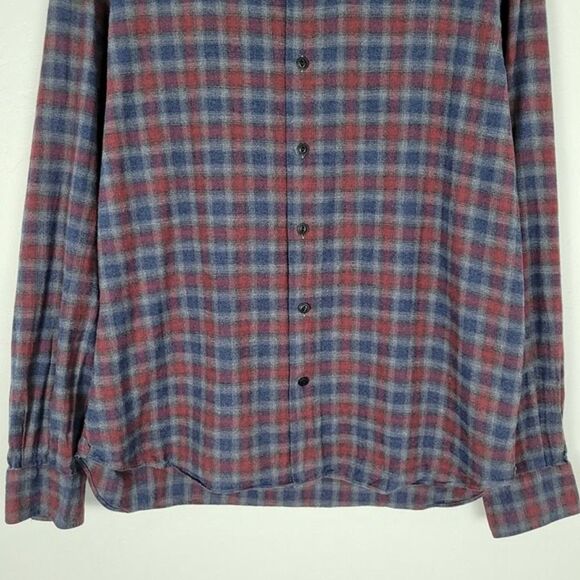 Culturata Size XL Plaid Button Up Shirt Long Sleeve Brushed Cotton Red Blue - Picture 3 of 12